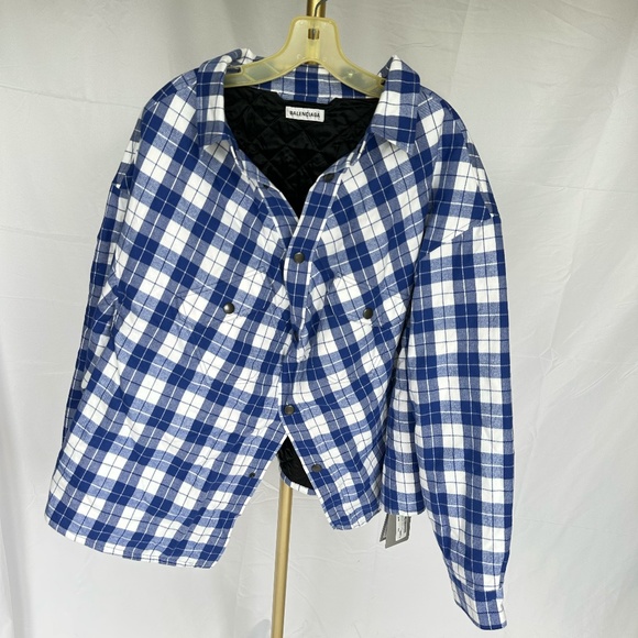 Balenciaga Blue Check Swing Canadian Jacket